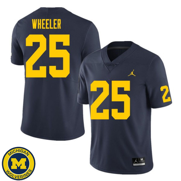 Men Michigan Wolverines #25 Cornell Wheeler Navy Fashion Player Jersey